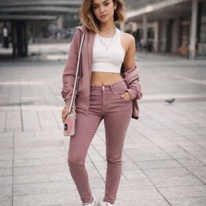 Ashley Mason Dusty Pink Skinny Jeans Mid Rise Stretch Sz 9 Women Pants